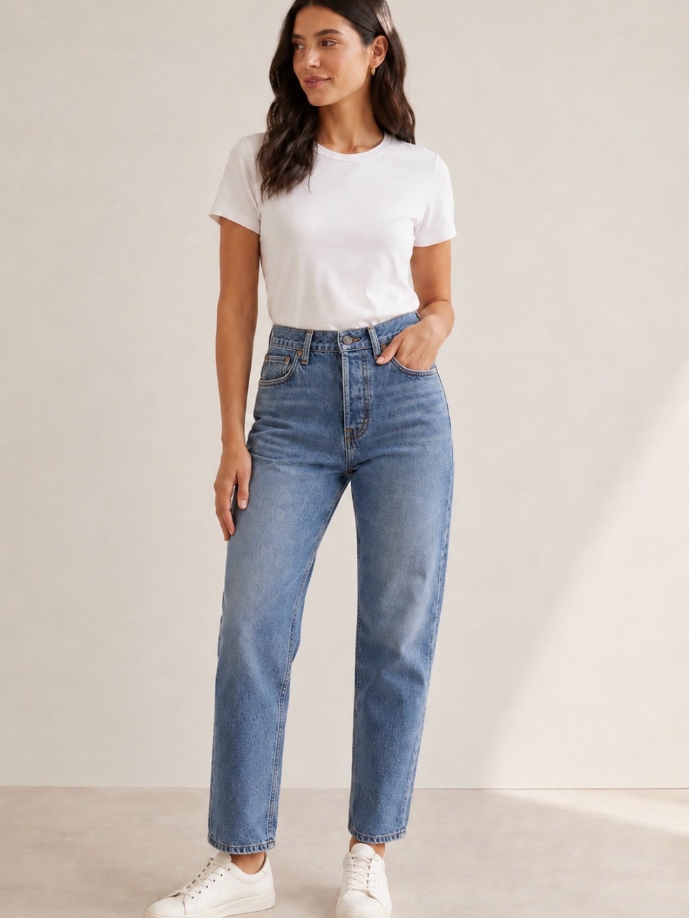 Agolde High-Rise Button-Fly Straight Jeans — Medium Blue Wash